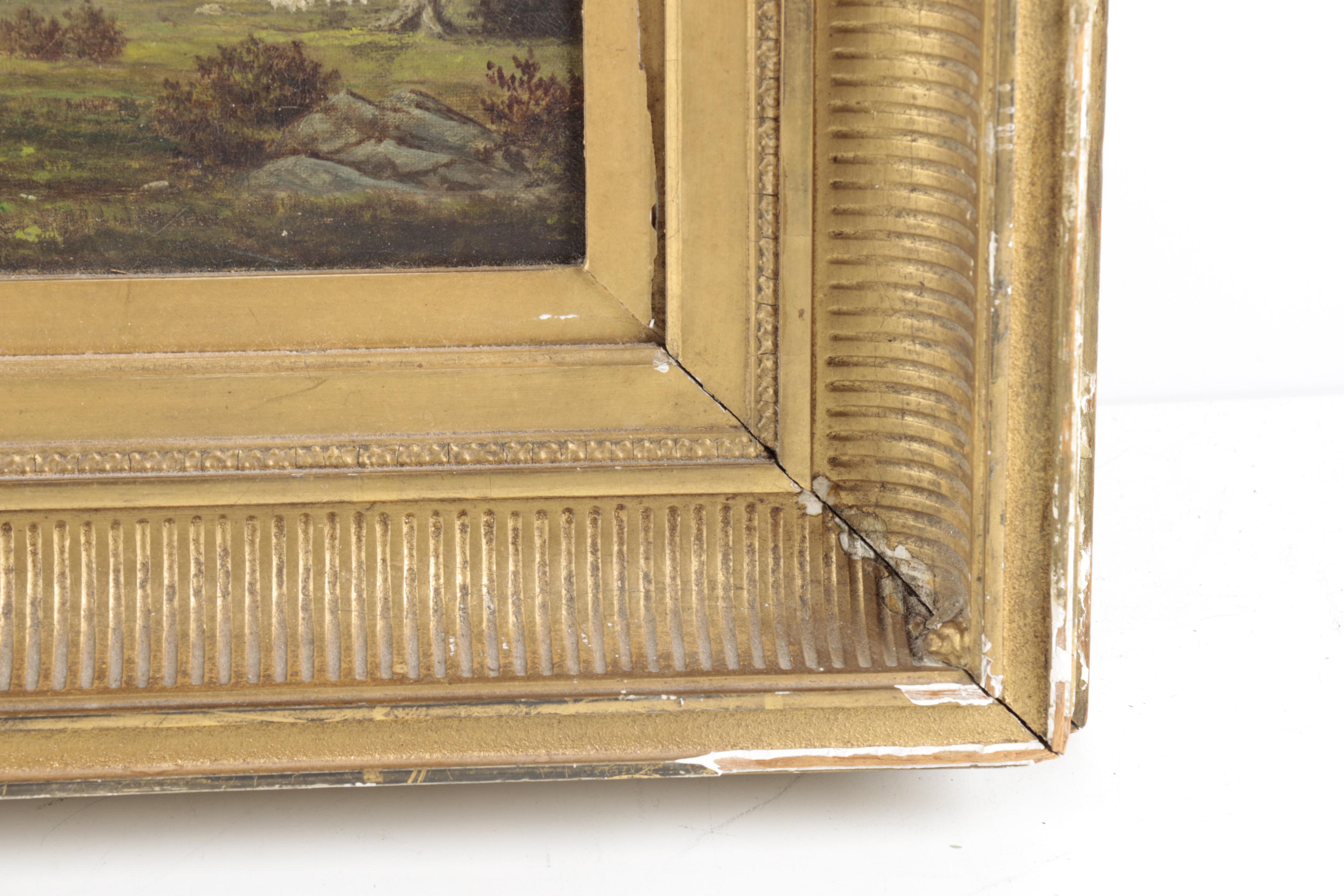 Antique Hudson River School Oil Painting on Canvas of a Landscape