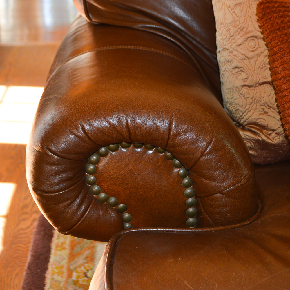 "Earnest Hemingway Collection" Brown Leather Sofa by Thomasville