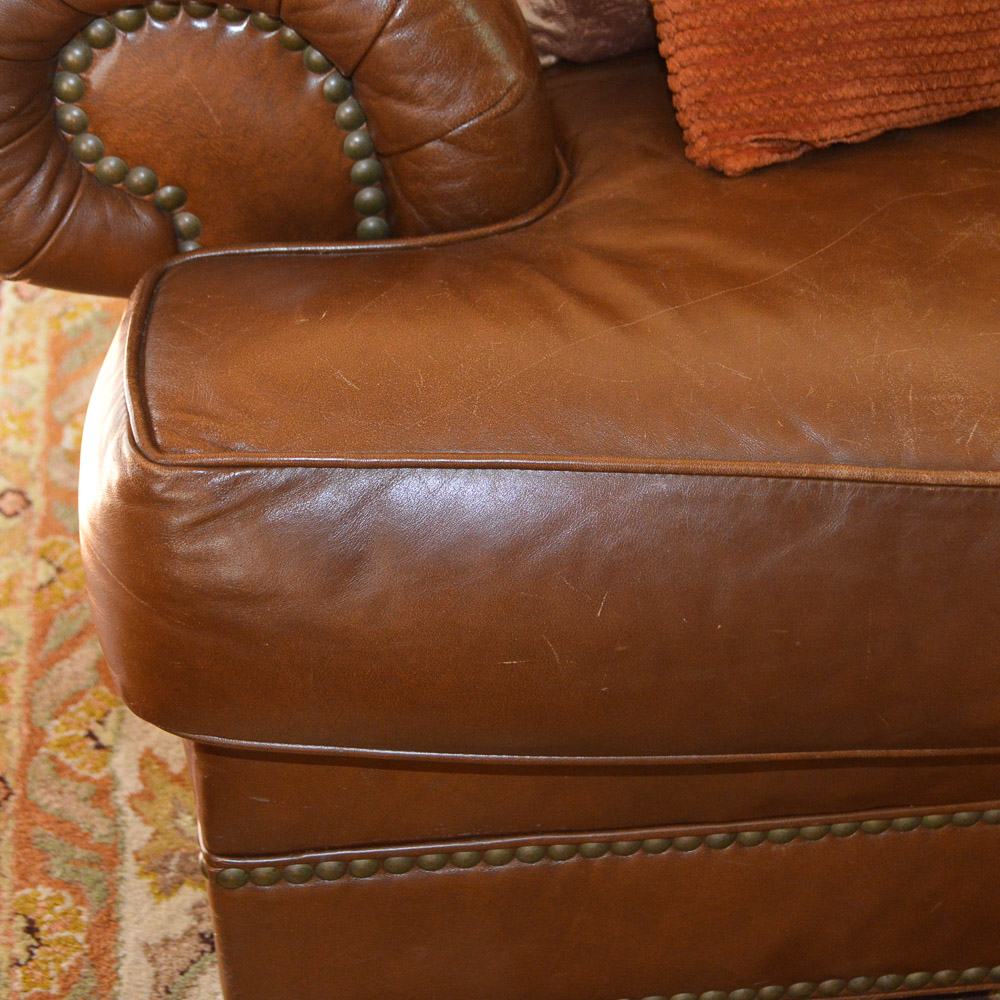 "Earnest Hemingway Collection" Brown Leather Sofa by Thomasville
