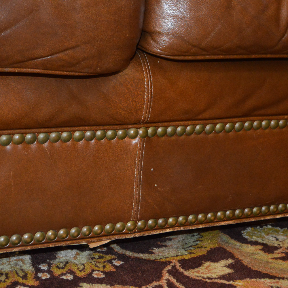 "Earnest Hemingway Collection" Brown Leather Sofa by Thomasville