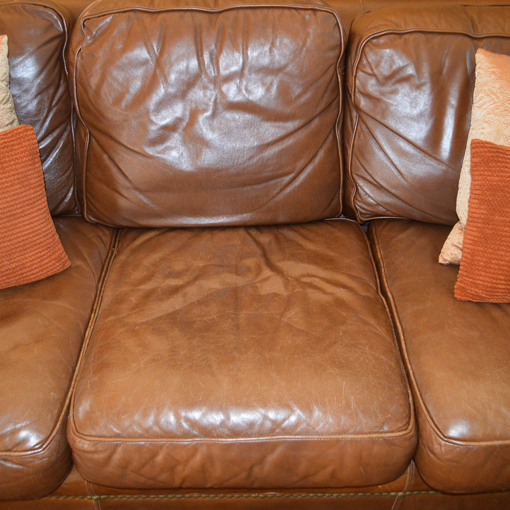 "Earnest Hemingway Collection" Brown Leather Sofa by Thomasville