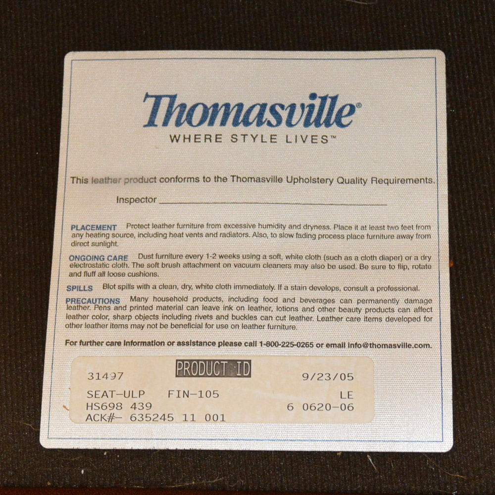 "Earnest Hemingway Collection" Brown Leather Sofa by Thomasville