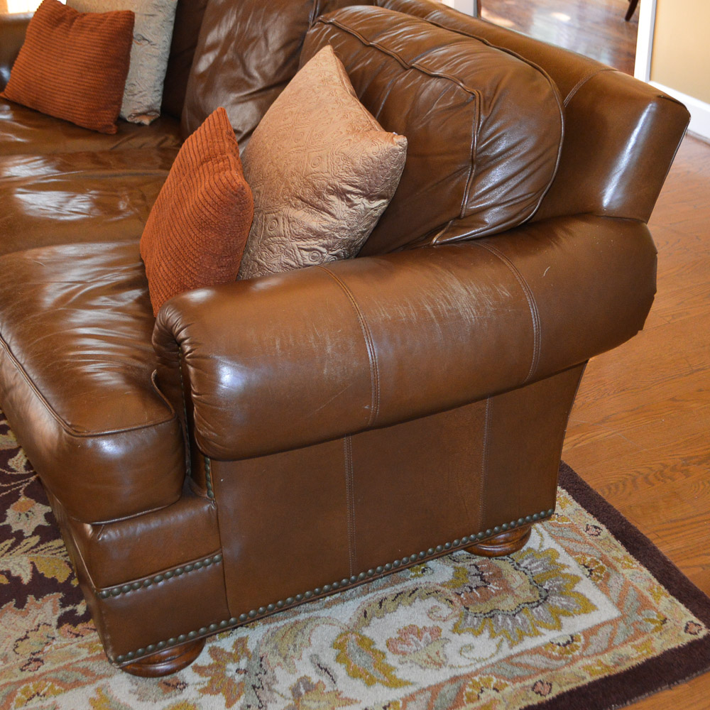 "Earnest Hemingway Collection" Brown Leather Sofa by Thomasville