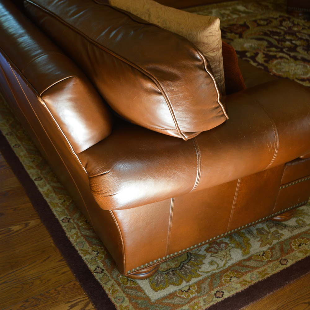 "Earnest Hemingway Collection" Brown Leather Sofa by Thomasville