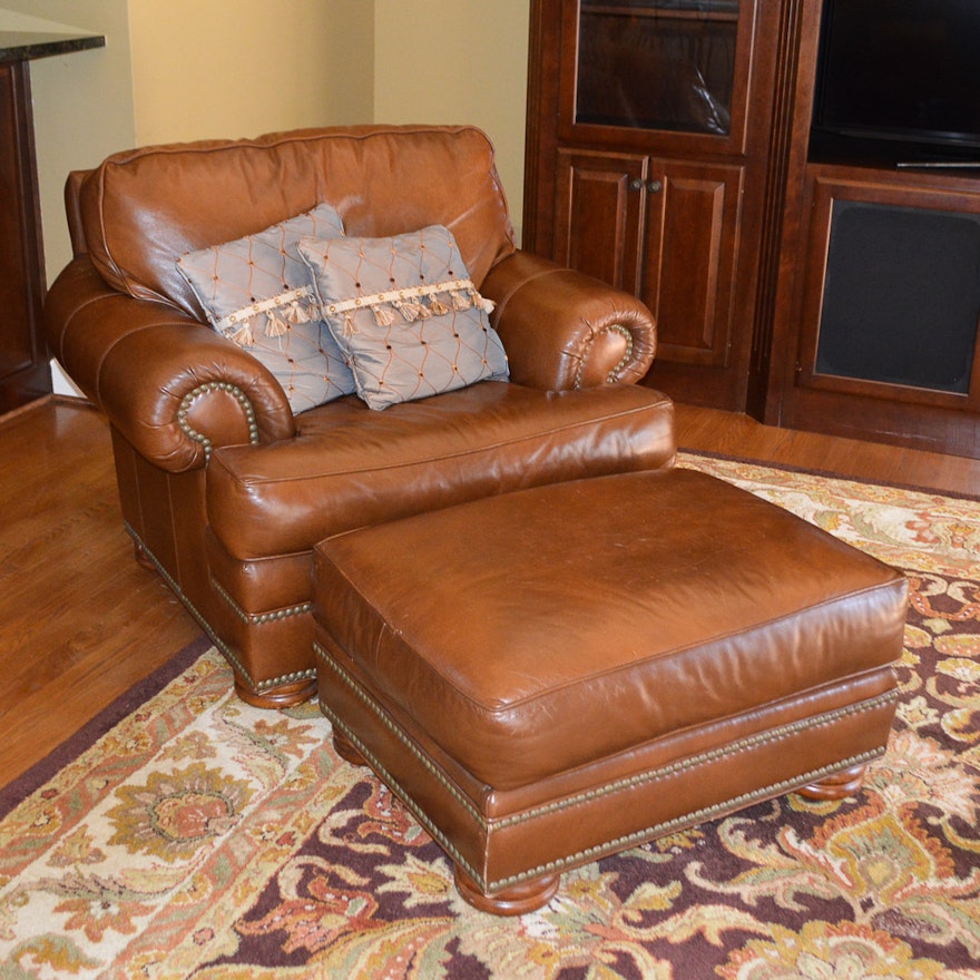Leather Chair and Ottoman by Thomasville