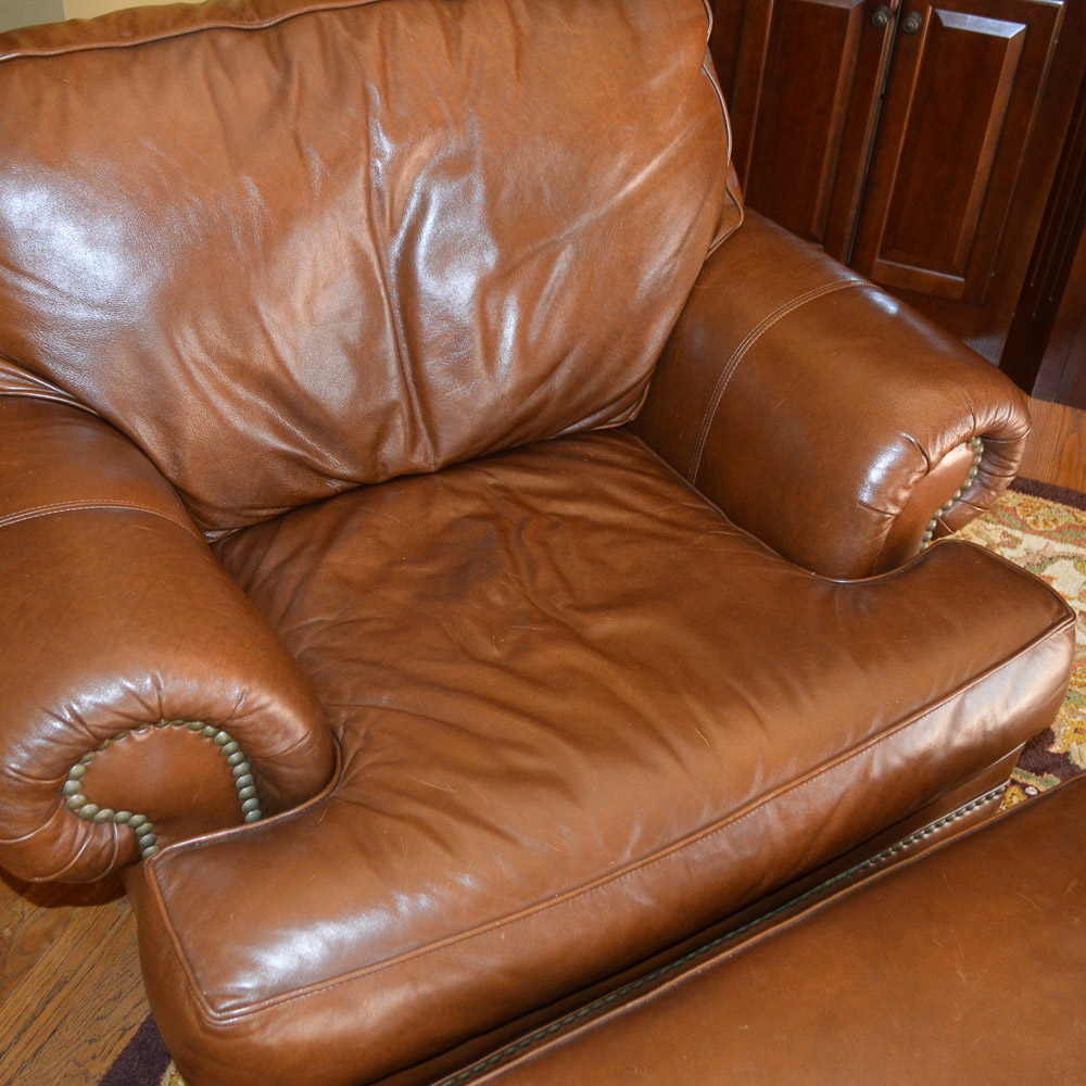 Leather Chair and Ottoman by Thomasville