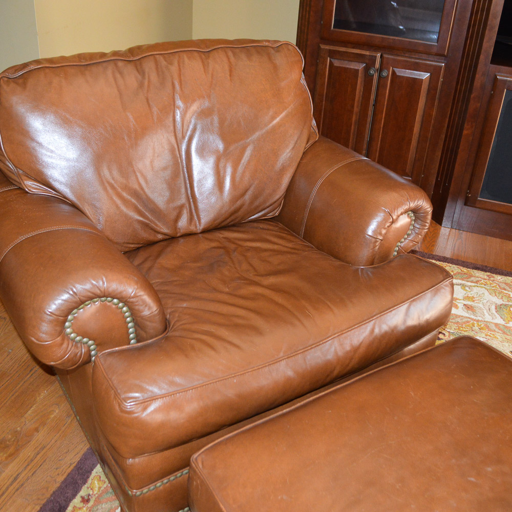 Leather Chair and Ottoman by Thomasville