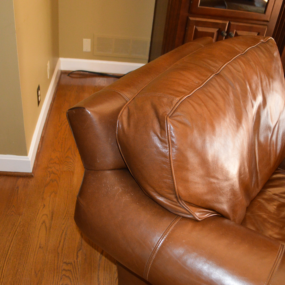 Leather Chair and Ottoman by Thomasville