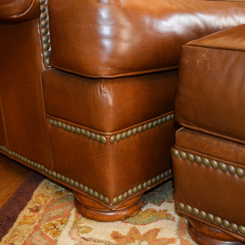 Leather Chair and Ottoman by Thomasville