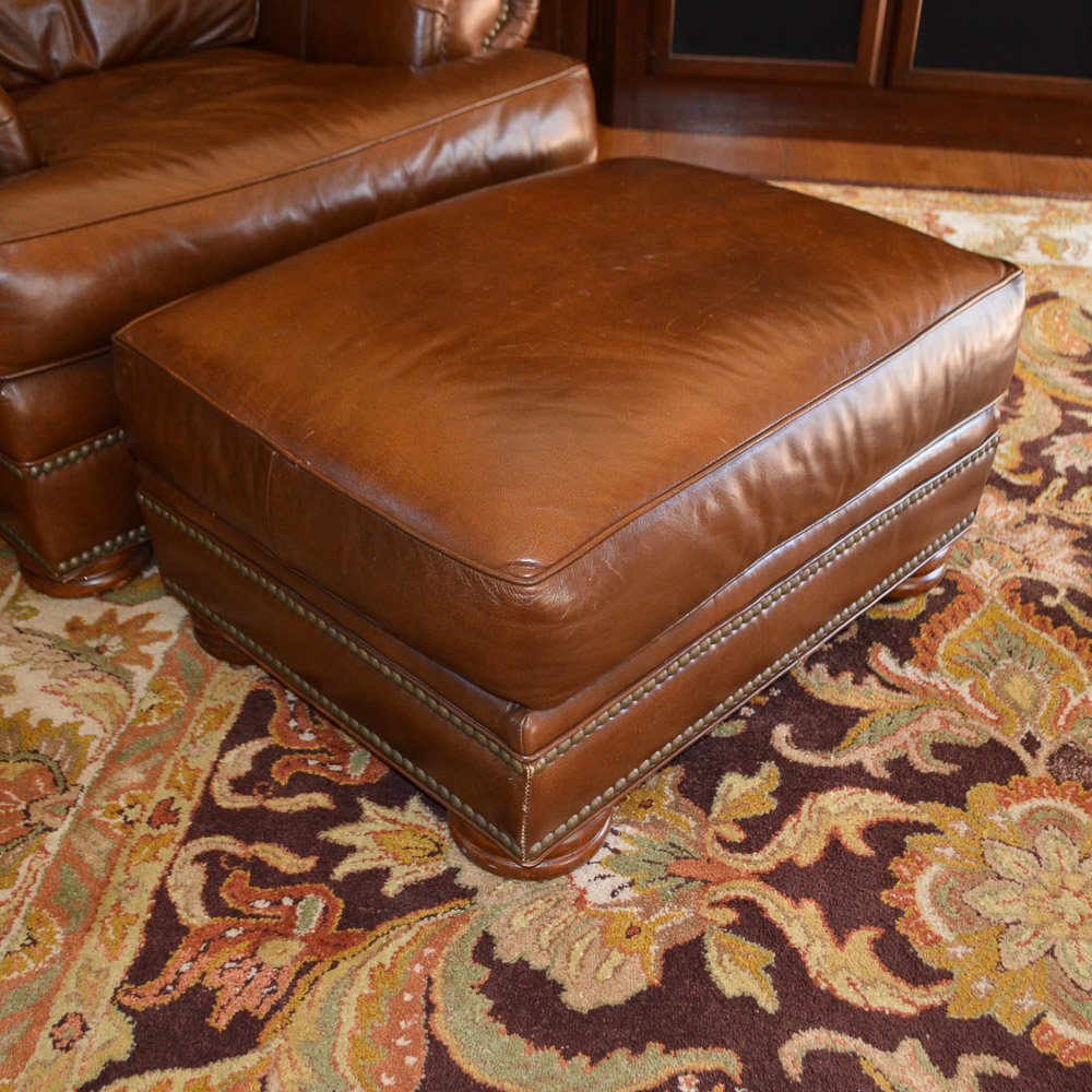 Leather Chair and Ottoman by Thomasville