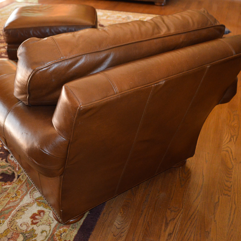 Leather Chair and Ottoman by Thomasville