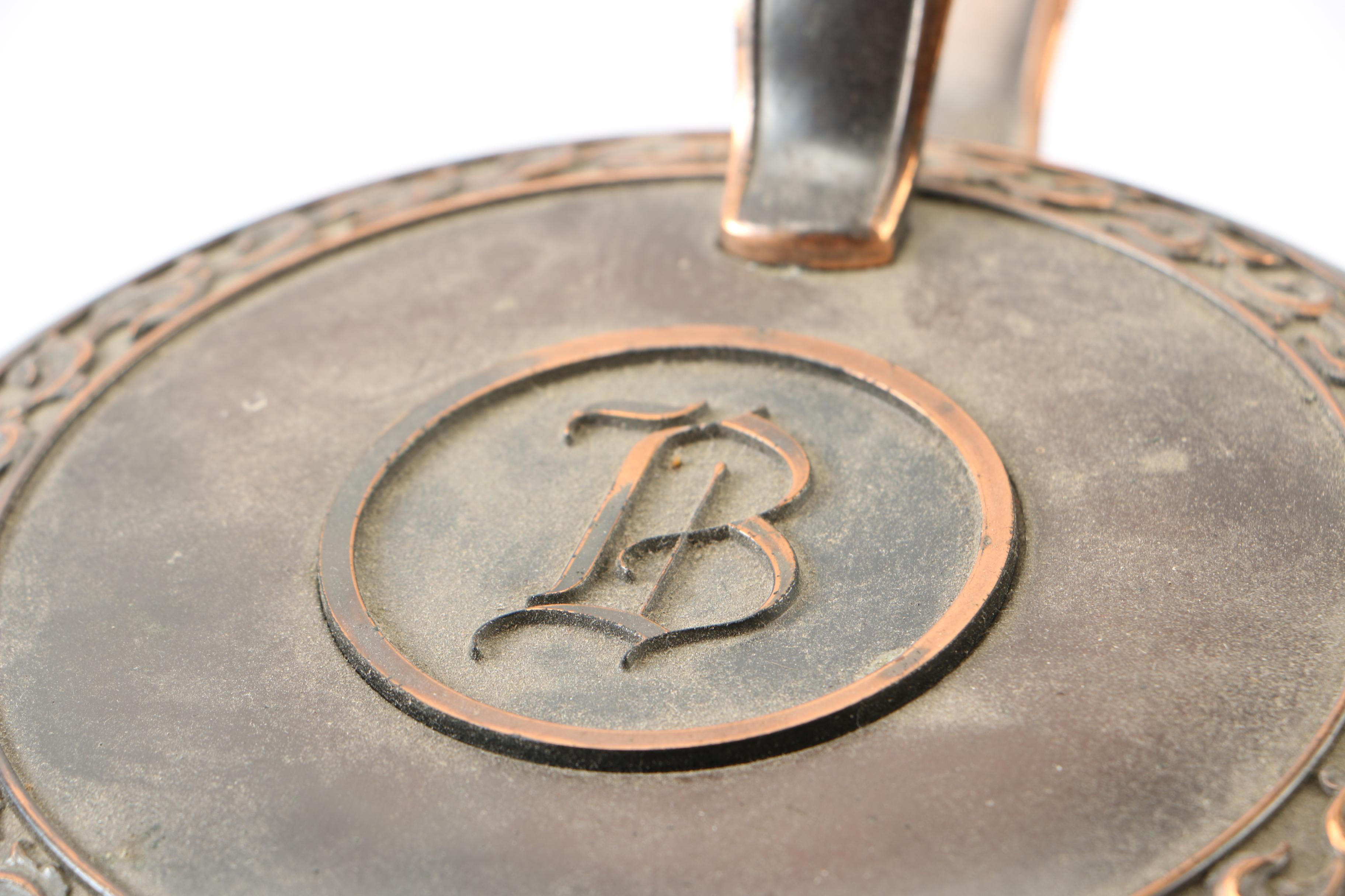 Monogrammed Gray Metal Lidded Pan and Coasters