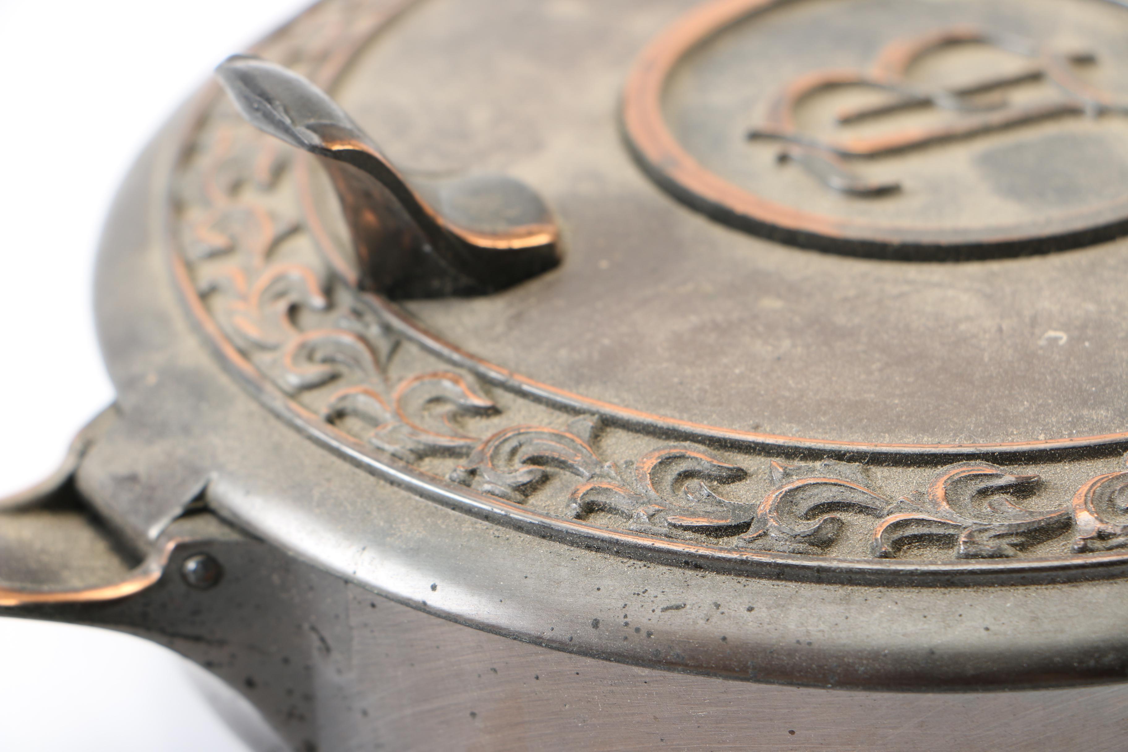 Monogrammed Gray Metal Lidded Pan and Coasters