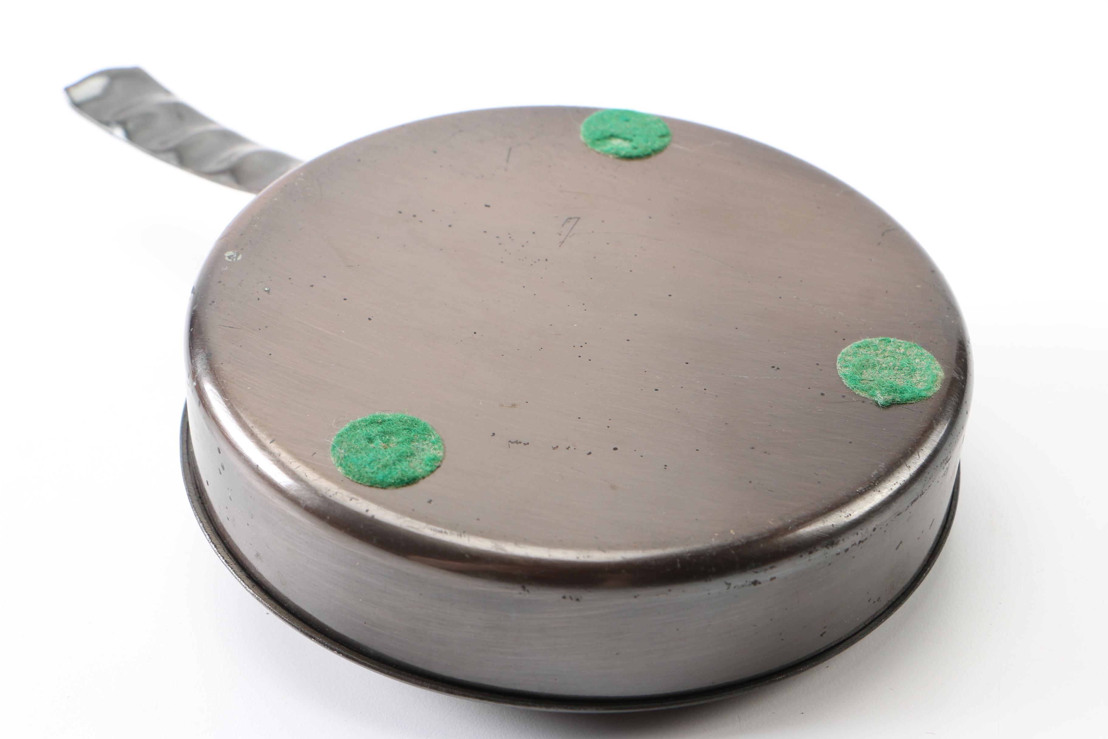 Monogrammed Gray Metal Lidded Pan and Coasters