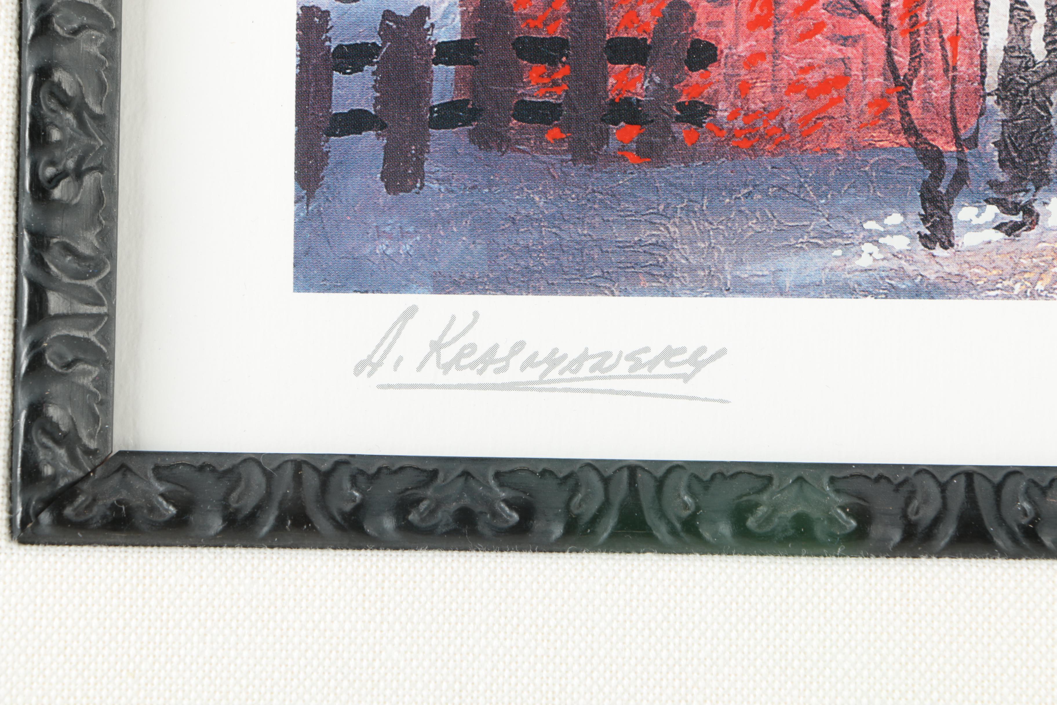 Offset Lithograph on Paper After Anatole Krasnyansky of Townscape