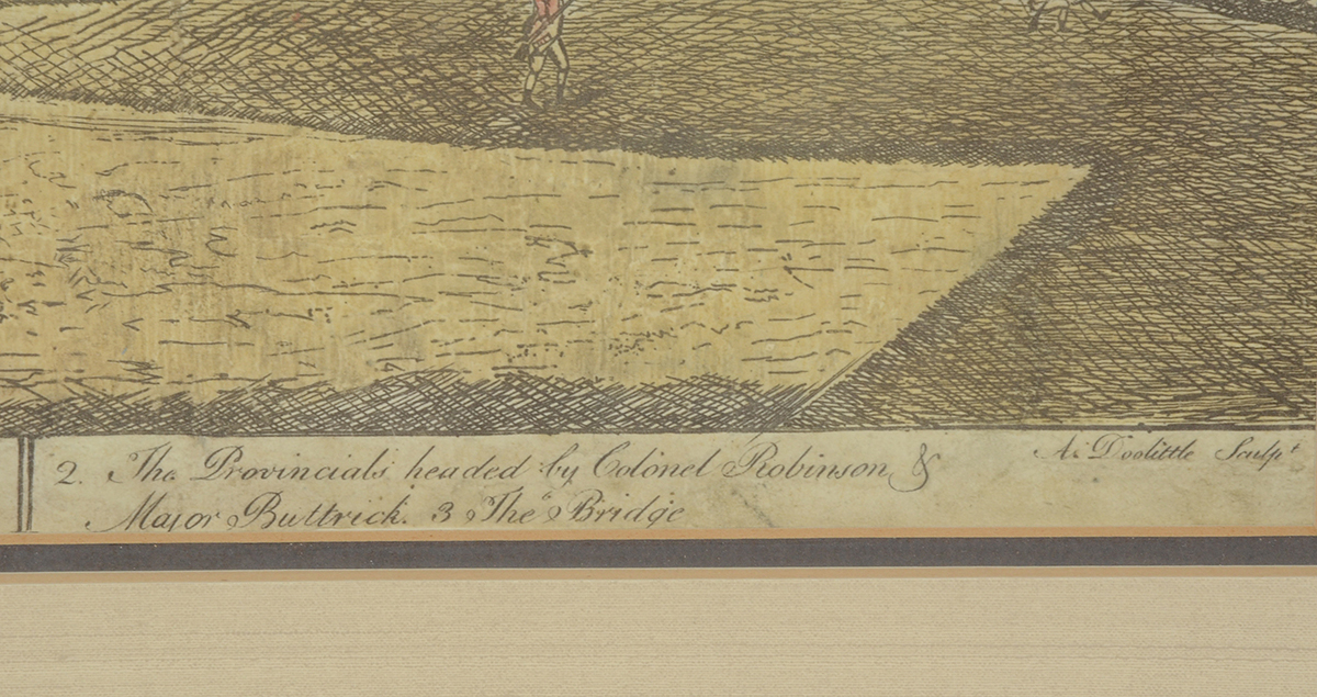 Offset Lithographic Reproduction after 1775 Amos Doolittle Engraving "The Engagement at the North Bridge in Concord"