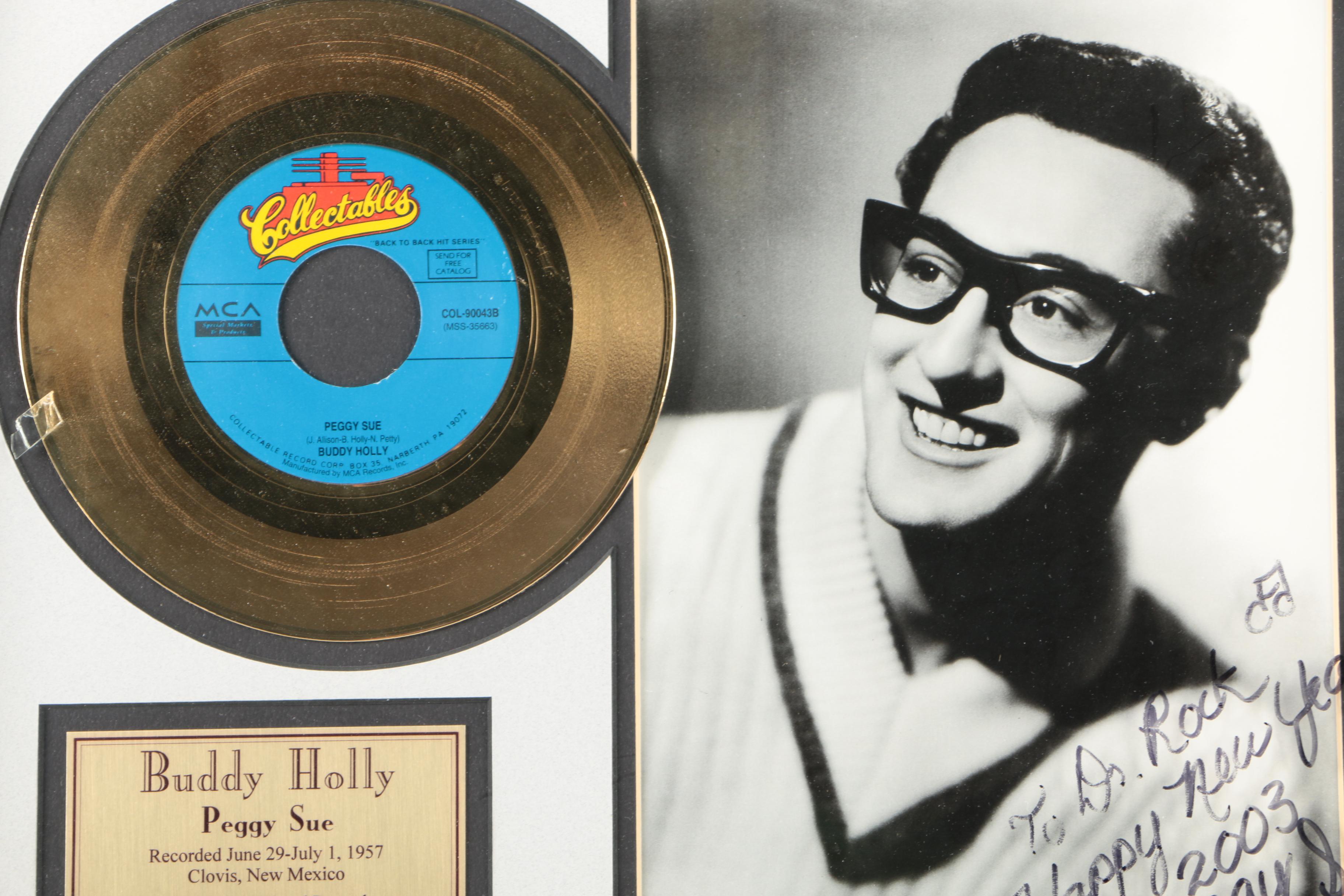 Buddy Holly "Peggy Sue" Gold Plated Framed Record
