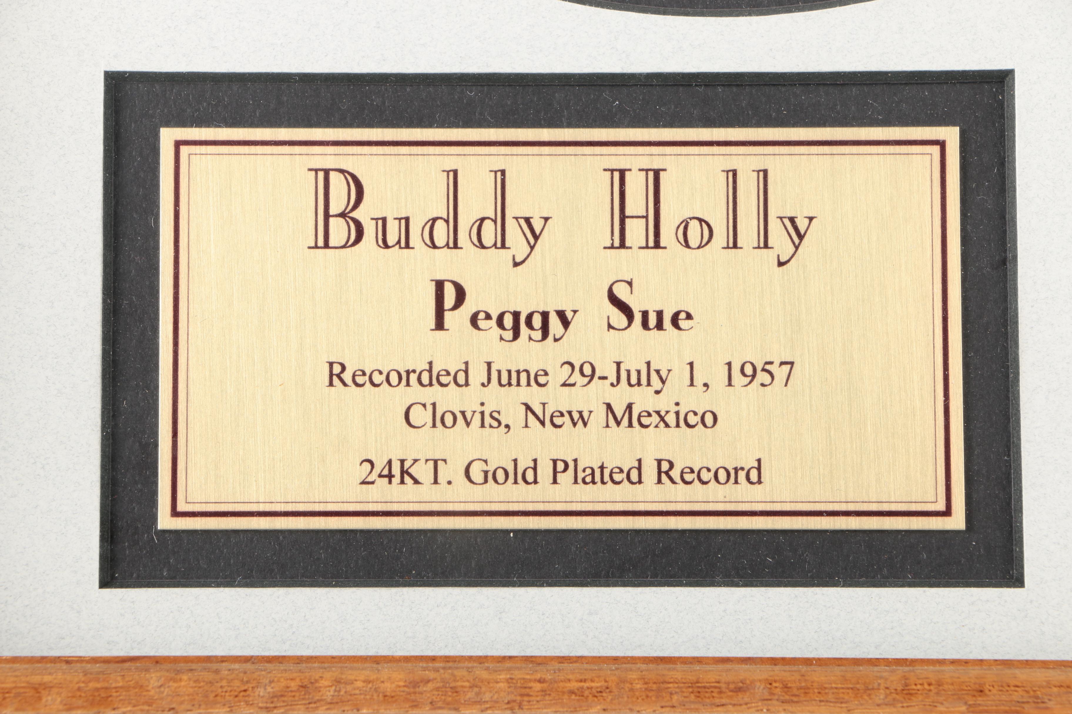 Buddy Holly "Peggy Sue" Gold Plated Framed Record