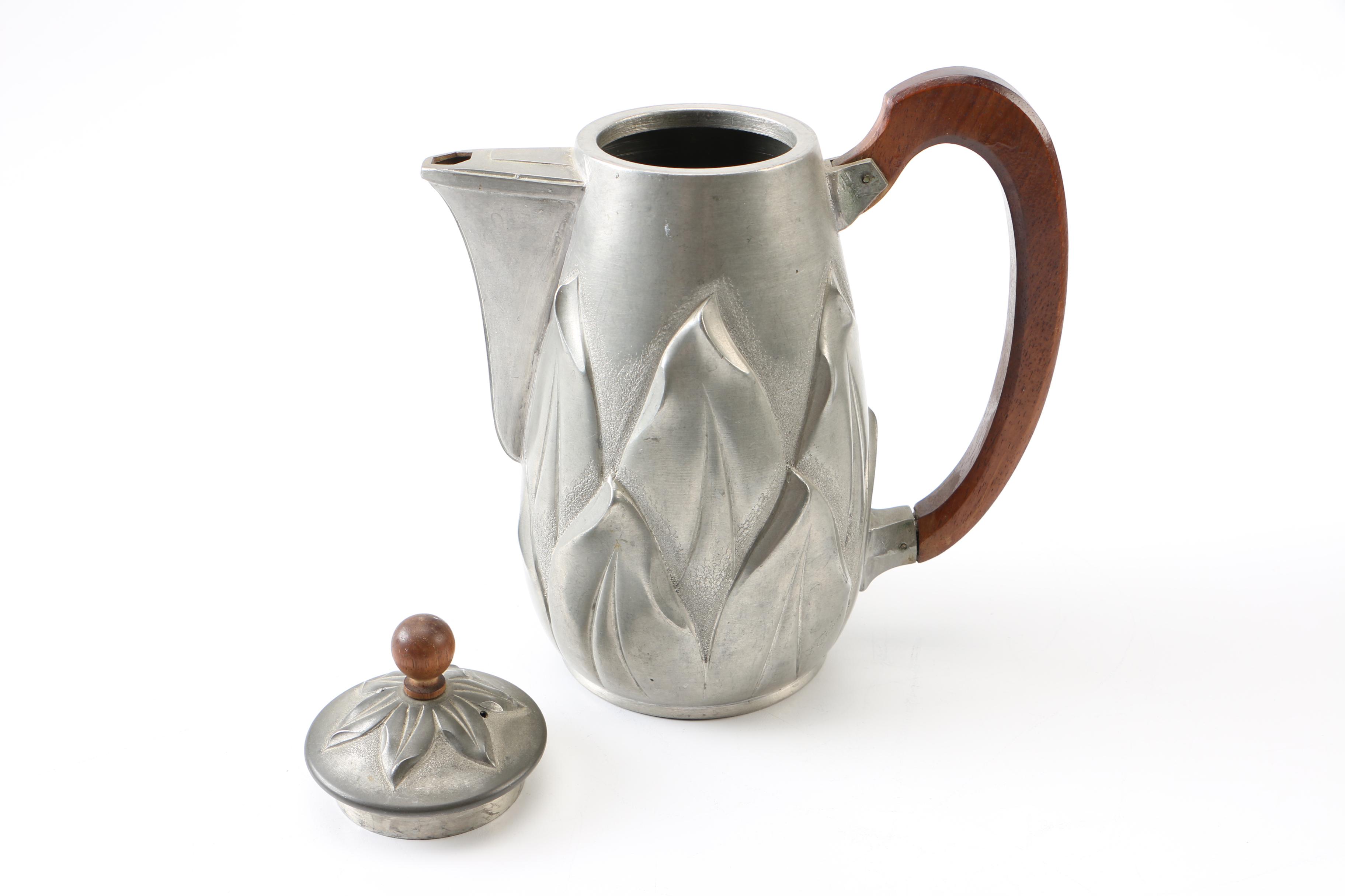 Pewter Coffee Pot and Tableware by Etain Garanti