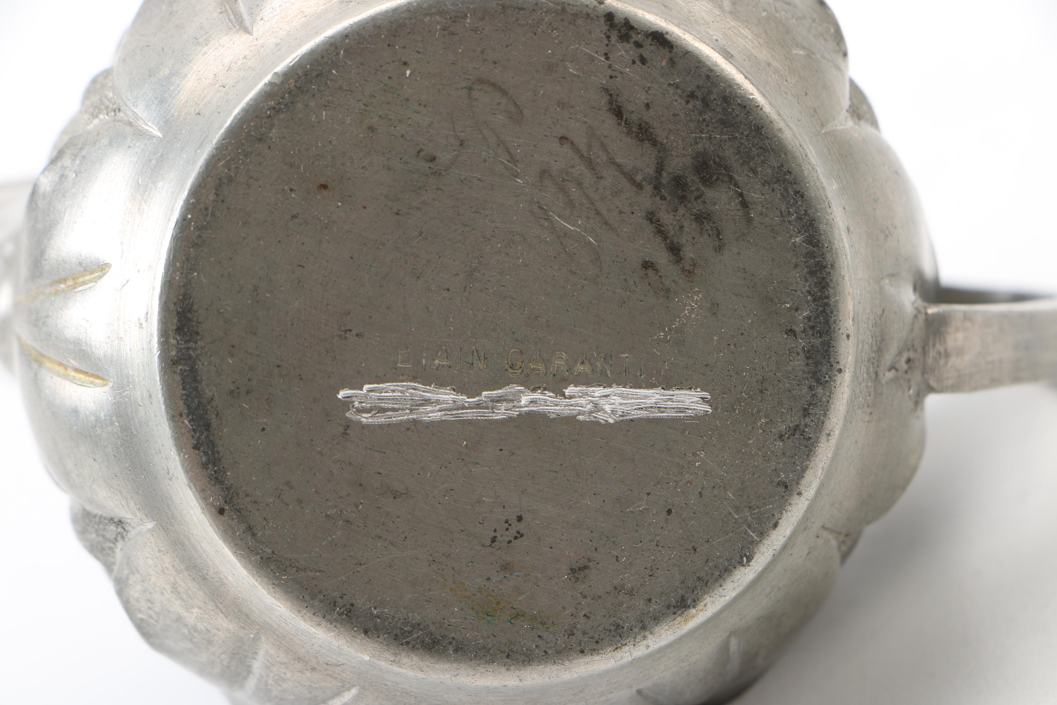 Pewter Coffee Pot and Tableware by Etain Garanti