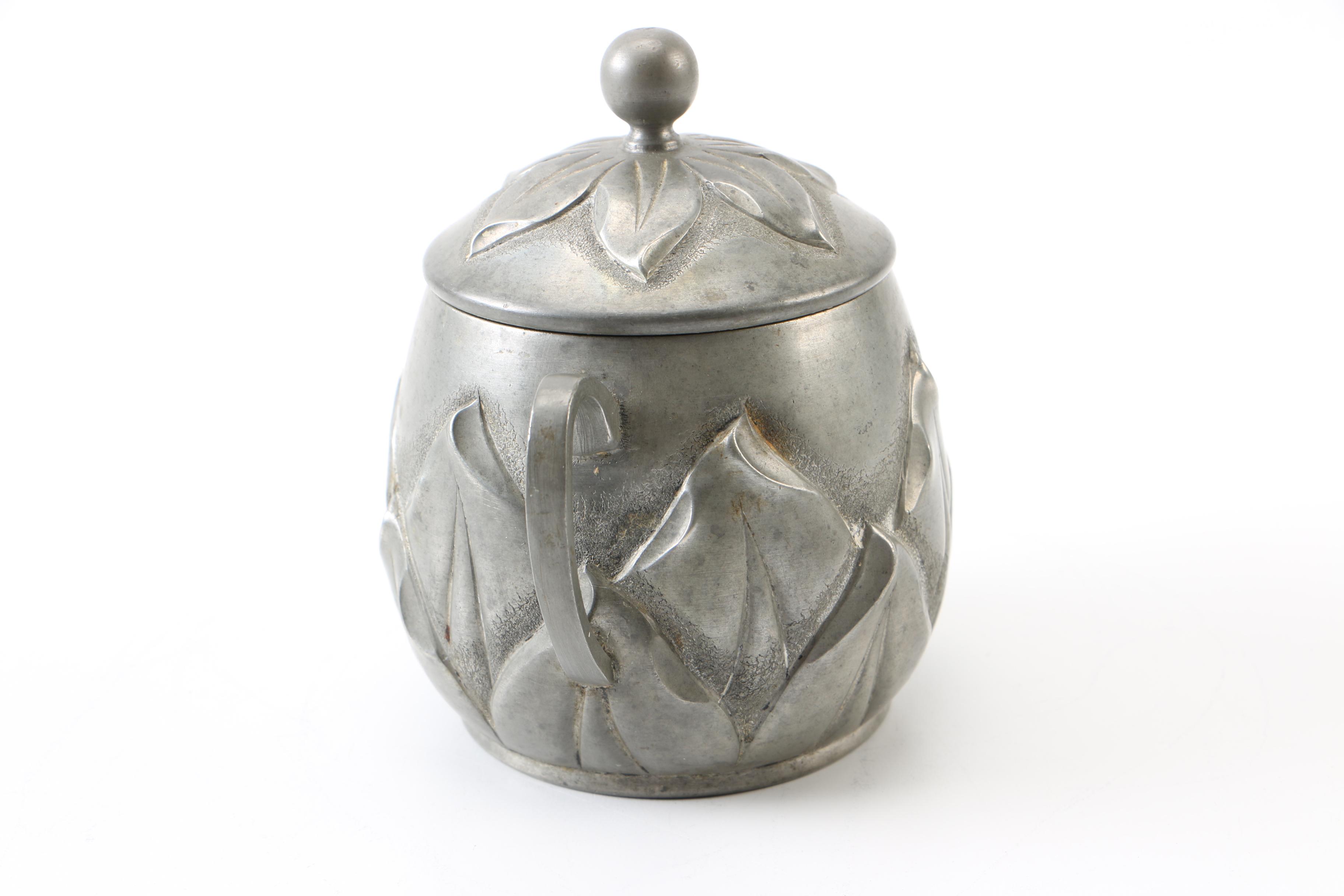Pewter Coffee Pot and Tableware by Etain Garanti