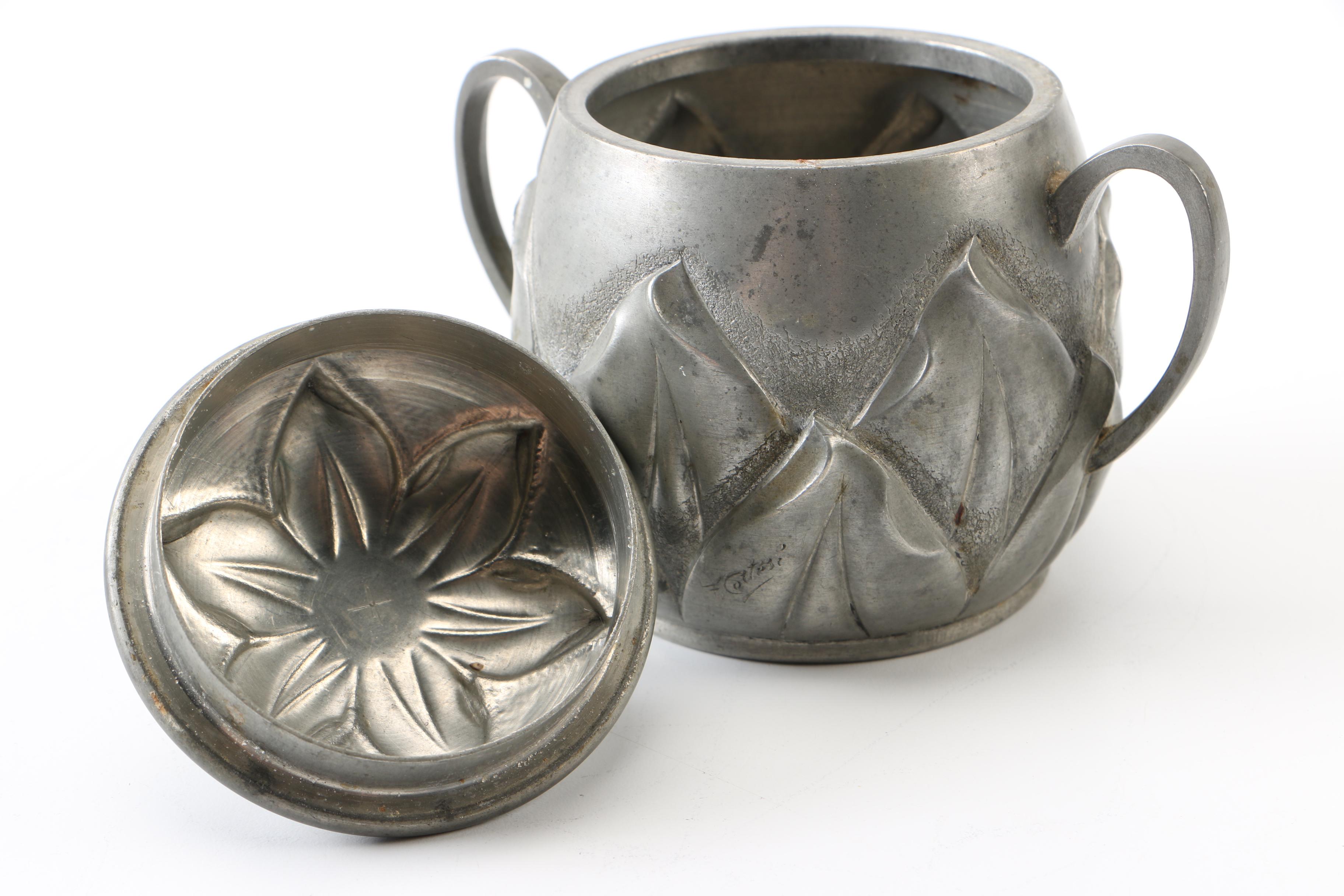 Pewter Coffee Pot and Tableware by Etain Garanti