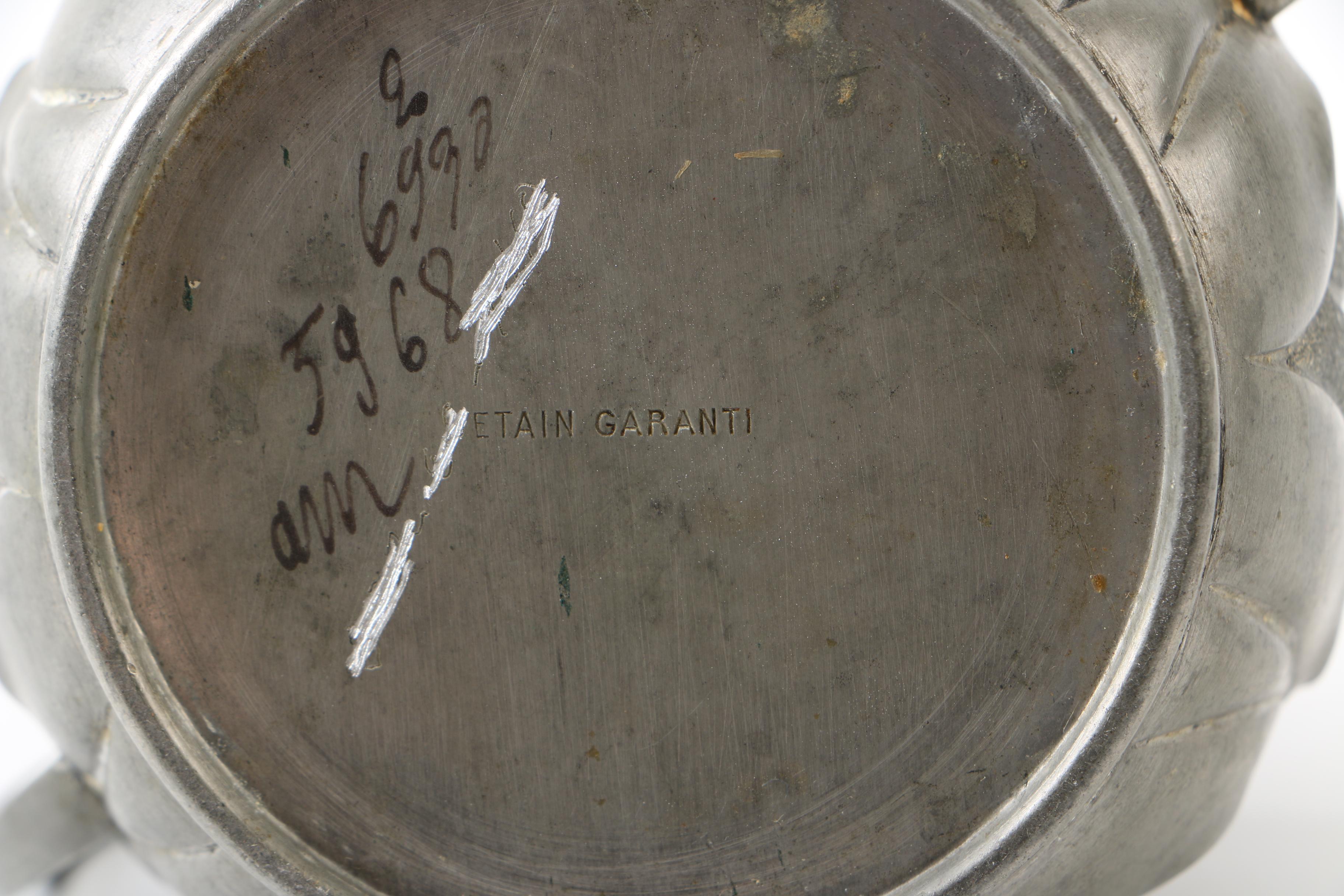 Pewter Coffee Pot and Tableware by Etain Garanti