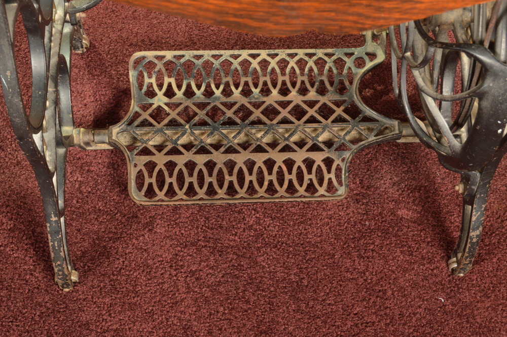 Eldredge Model "C" Sewing Machine in Tiger Oak Sewing Table