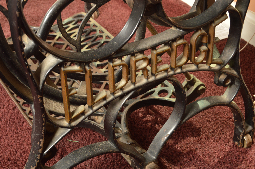 Eldredge Model "C" Sewing Machine in Tiger Oak Sewing Table