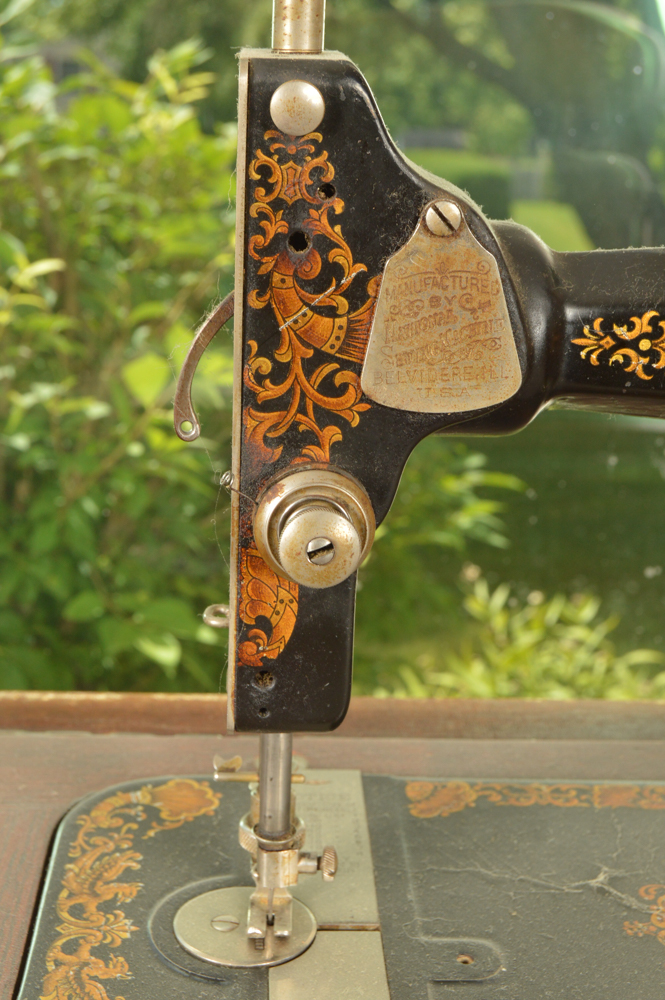 Eldredge Model "C" Sewing Machine in Tiger Oak Sewing Table