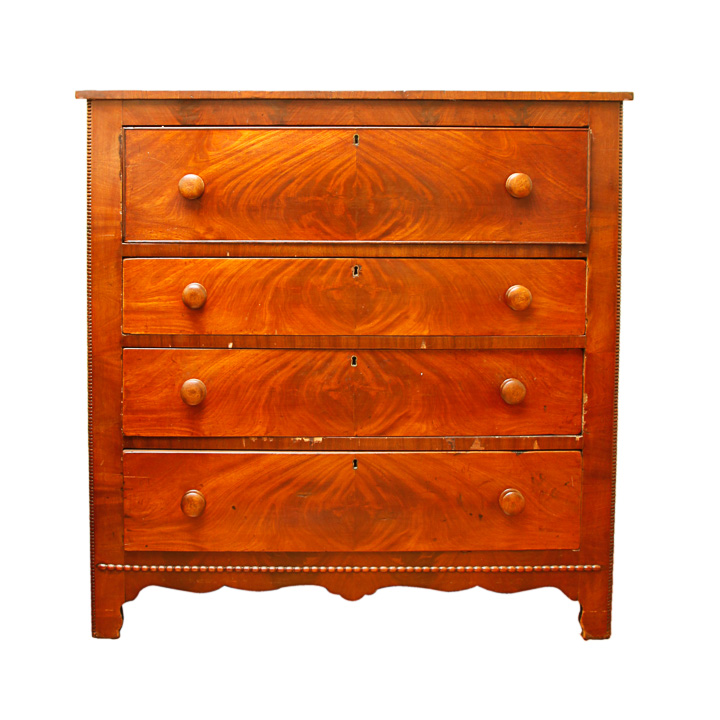 Vintage Book Matched Veneer Chest of Drawers