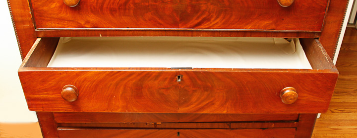 Vintage Book Matched Veneer Chest of Drawers