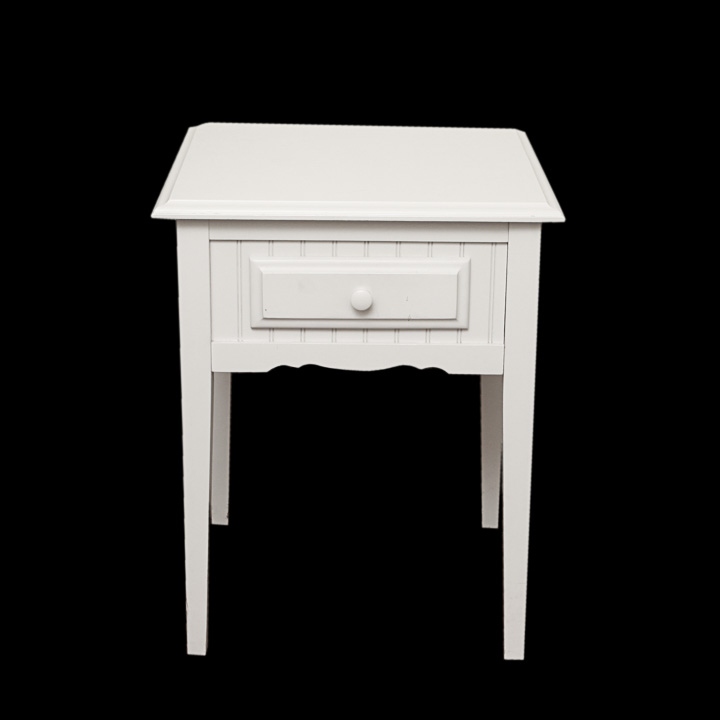 Square White Wooden One-Drawer End Table