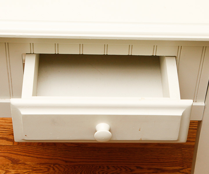 Square White Wooden One-Drawer End Table