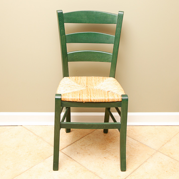 Green-Painted Rush Seat Chairs