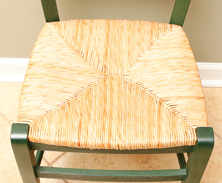 Green-Painted Rush Seat Chairs