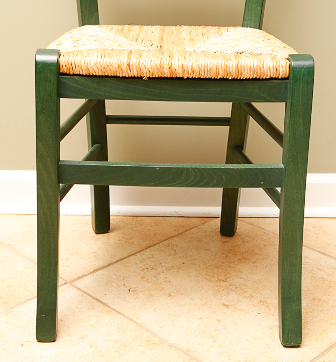 Green-Painted Rush Seat Chairs