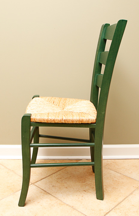 Green-Painted Rush Seat Chairs