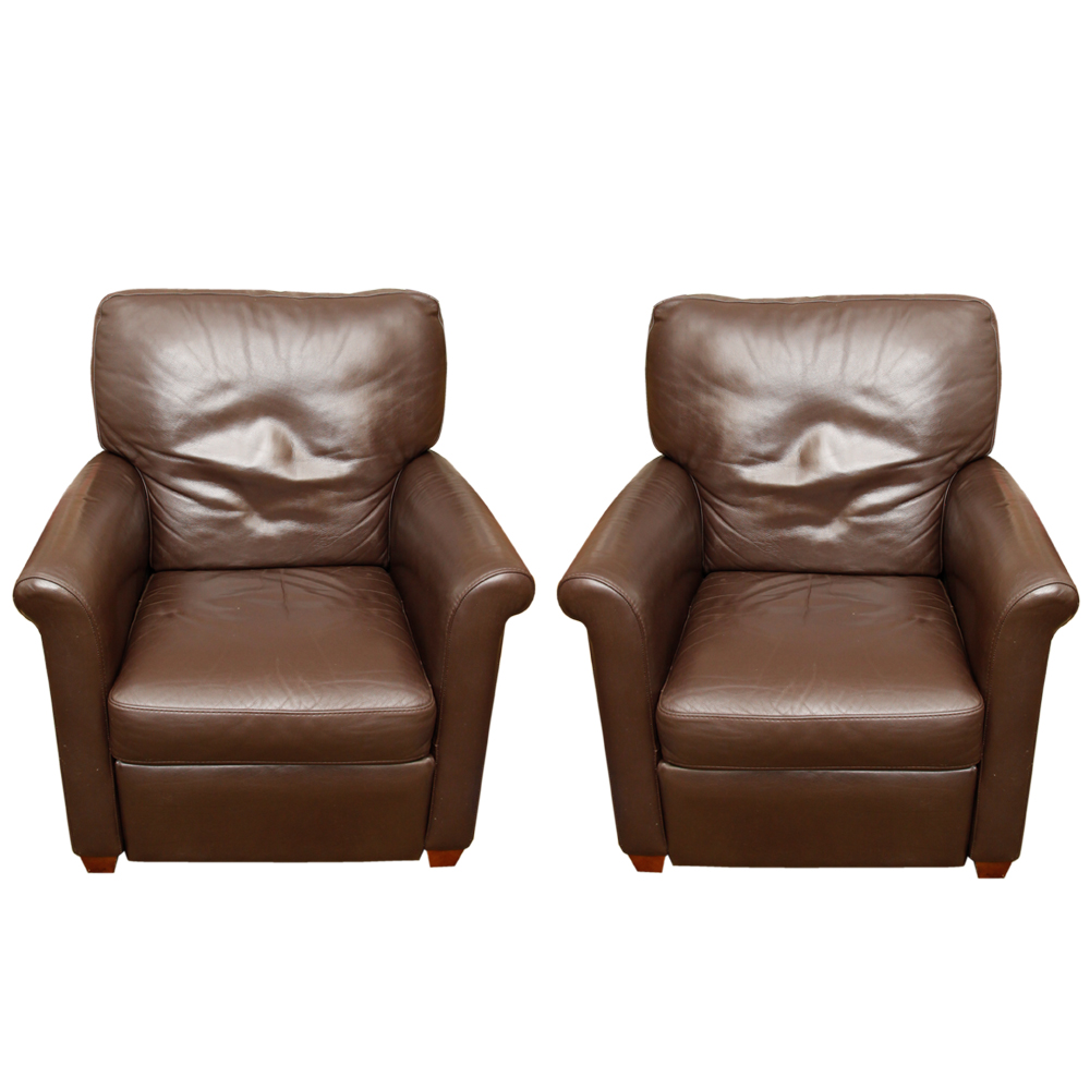 Pair of Leather Reclining Chairs by Italsofa