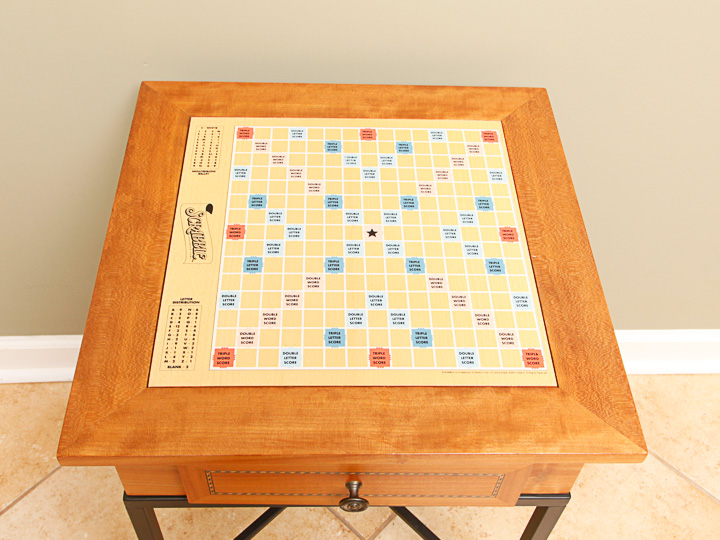 Wooden Inlaid Game Table with Game Pieces
