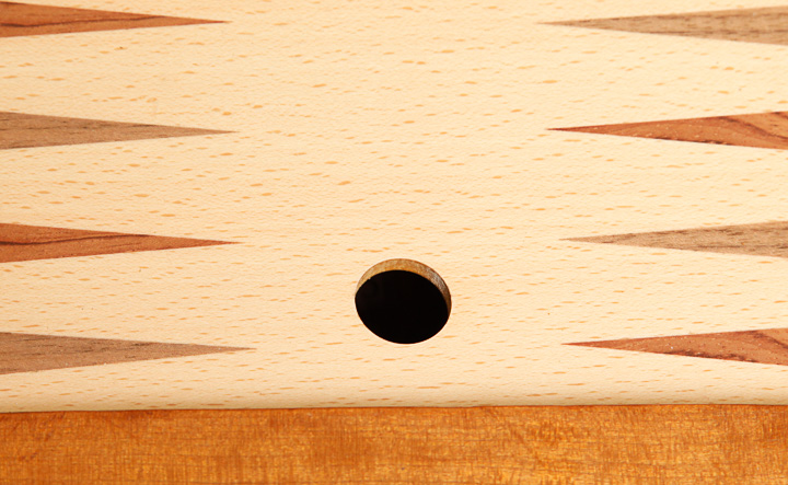 Wooden Inlaid Game Table with Game Pieces