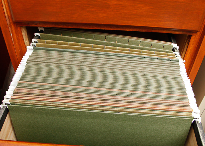 Four-Tier Wooden Filing Cabinet