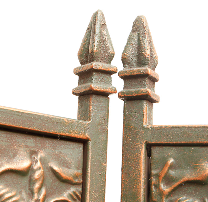 Palm and Elephant Motif Brass Tone Three-Panel Room Divider