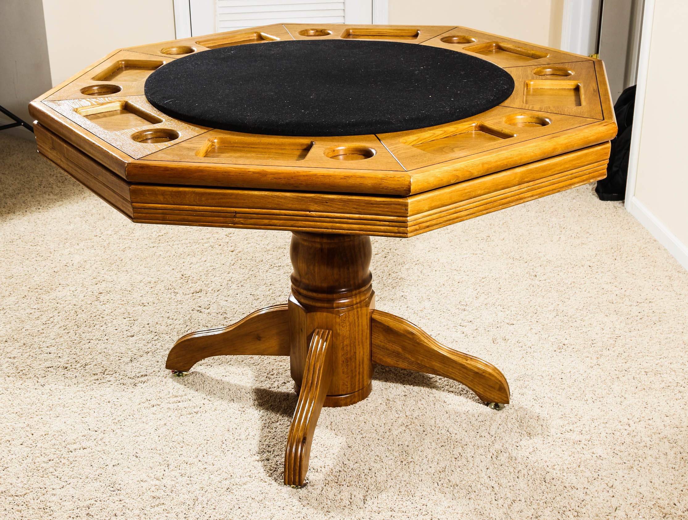 Wooden Poker Table with Four Chairs