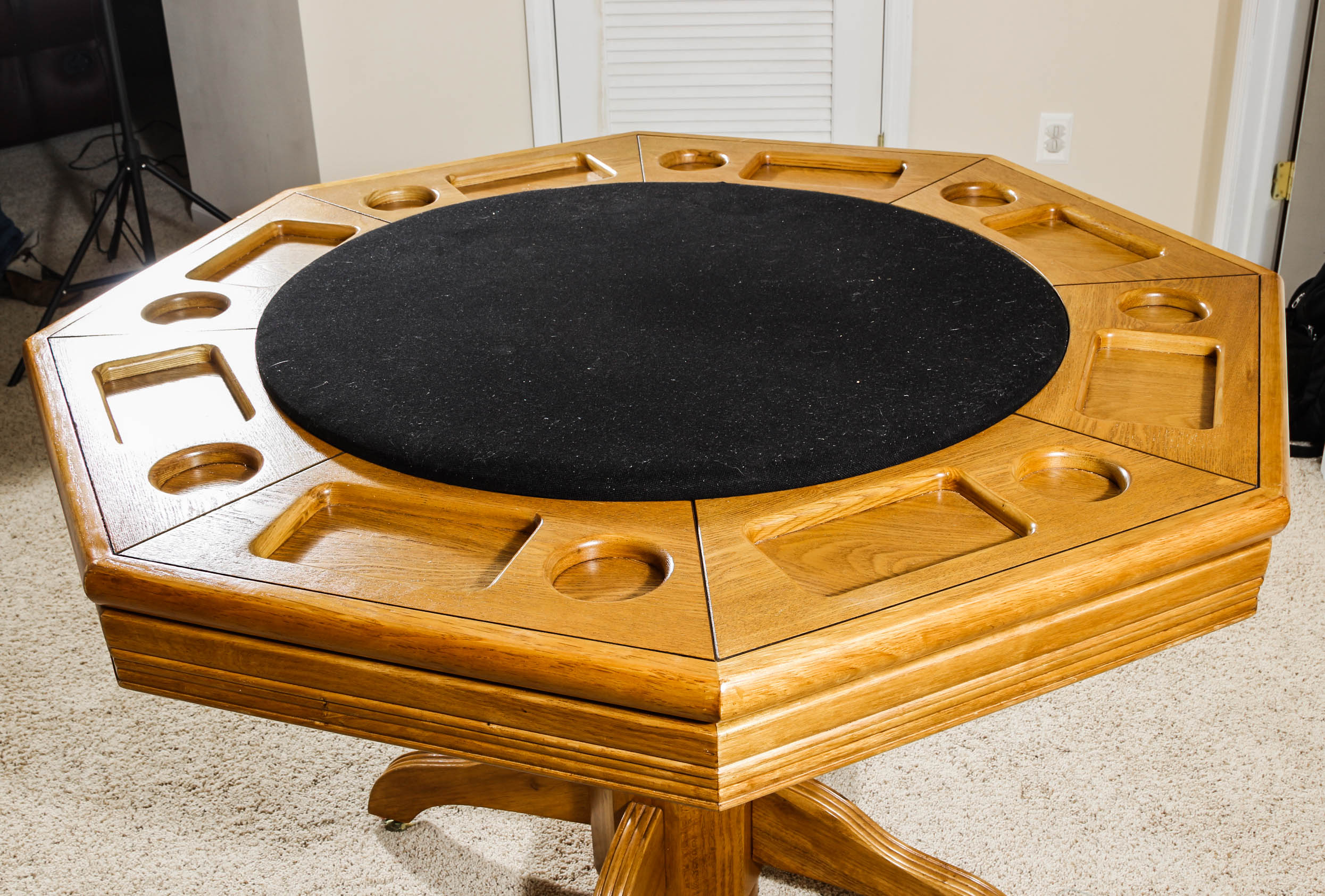 Wooden Poker Table with Four Chairs