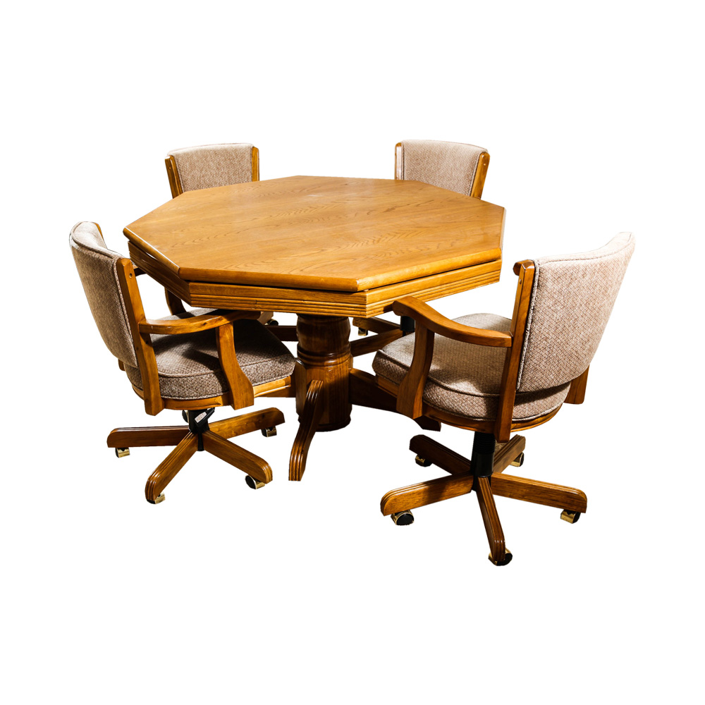 Wooden Poker Table with Four Chairs