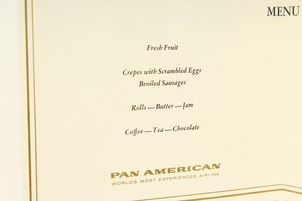 Vintage Pan American Airline Menu Collection