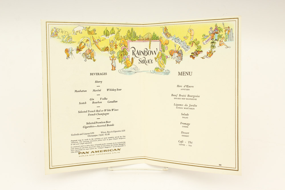 Vintage Pan American Airline Menu Collection