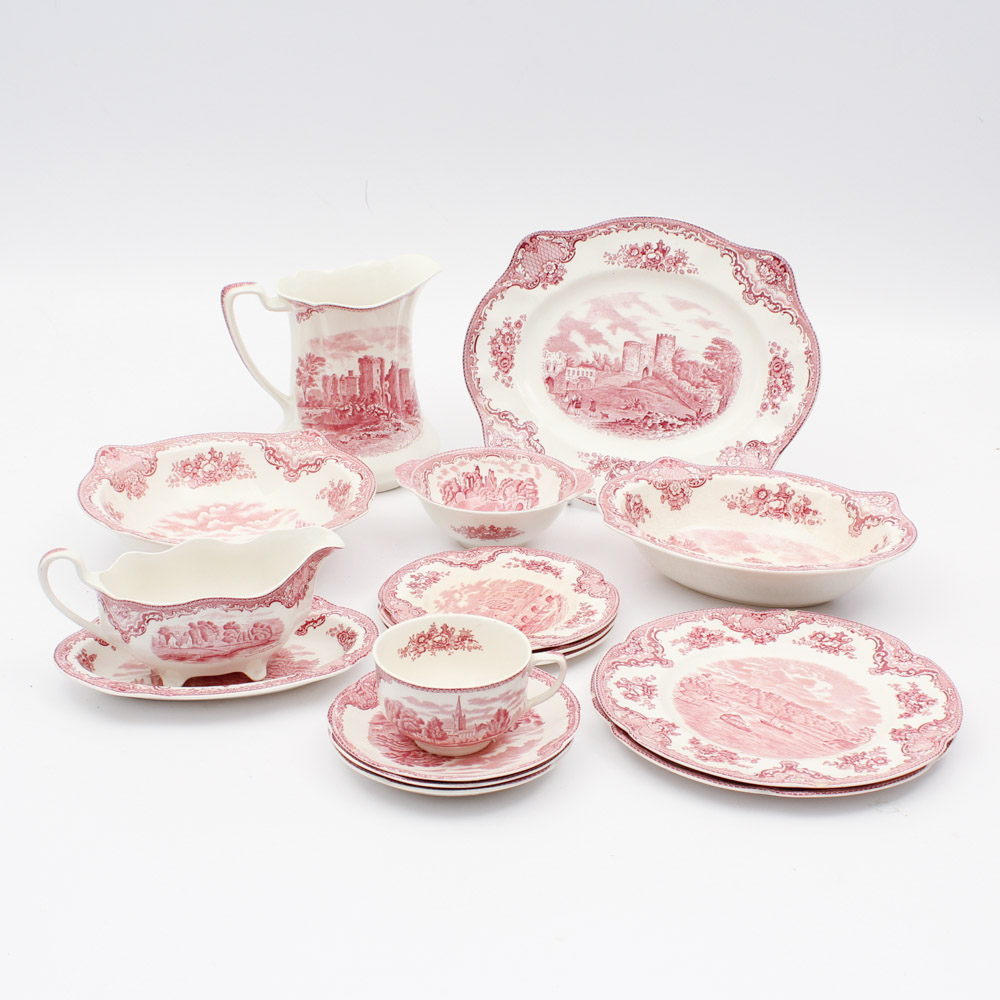 Vintage Johnson Brothers "Old British Castles" Pink Dinnerware