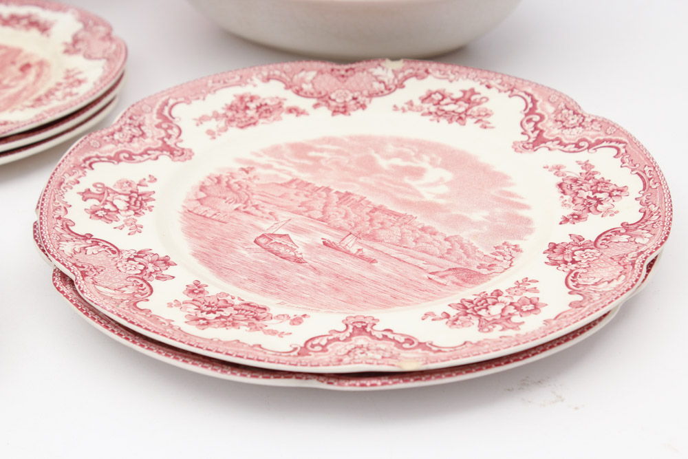 Vintage Johnson Brothers "Old British Castles" Pink Dinnerware